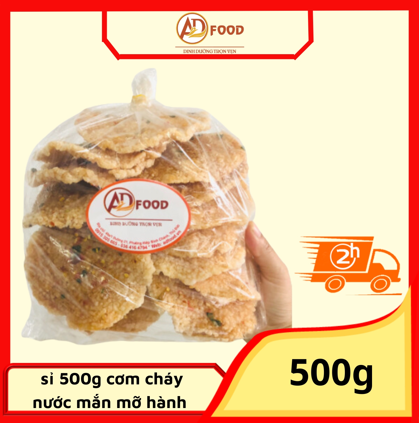 sỉ 500g cơm cháy nước mắn hành , siêu ngoan ăn là mê