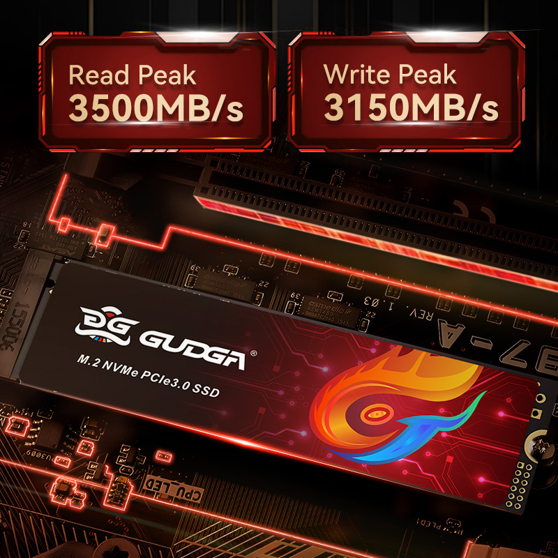 GUDGA SSD NVME M2 128g 256gb 512GB 1TB NMVE Solid Hard Drive Internal Disk M.2 Pci Express 3*4 For Laptop Tablets 2280