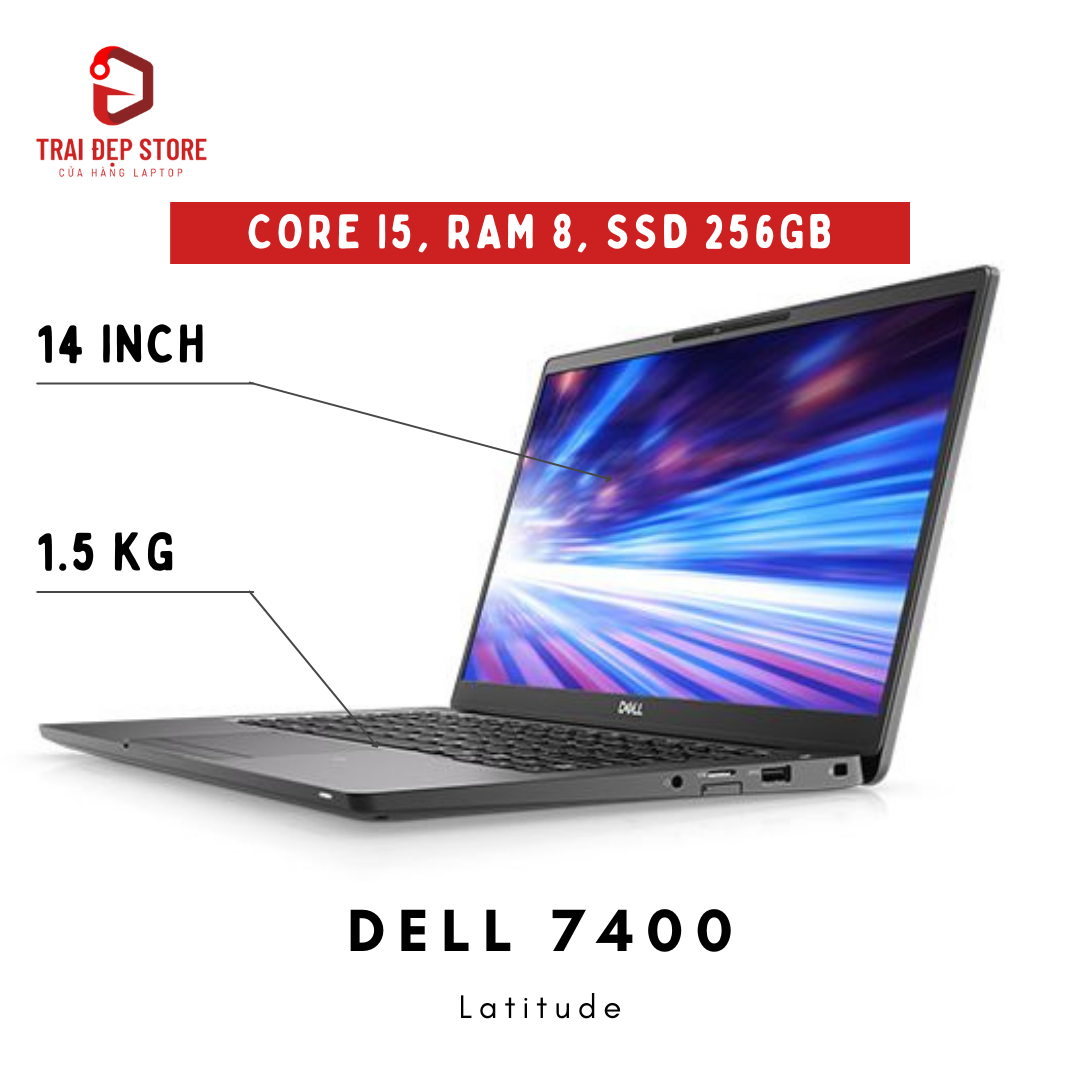 Máy tính laptop dell latitude 7400 core i5 8365u, ram 8, ssd 256