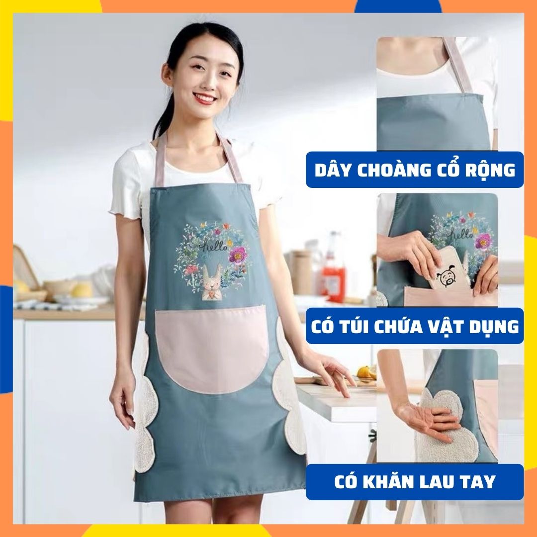Tạp Dề, Yếm Nấu Ăn ,Học Vẽ Có Lót Tay, Chống Thấm Nước Loại Đẹp K07