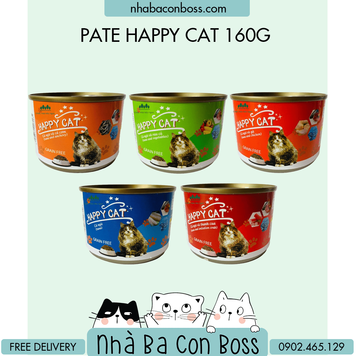 Combo 6 12 48 Lon Pate Cho Mèo Happy Cat 160g