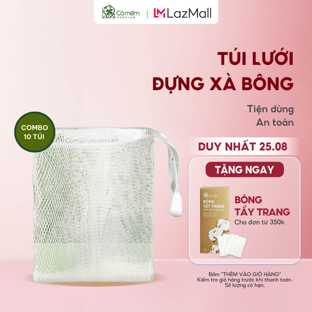 Túi lưới đựng xà bông tắm tạo bọt tiện lợi có dây rút cỏ mềm 2g