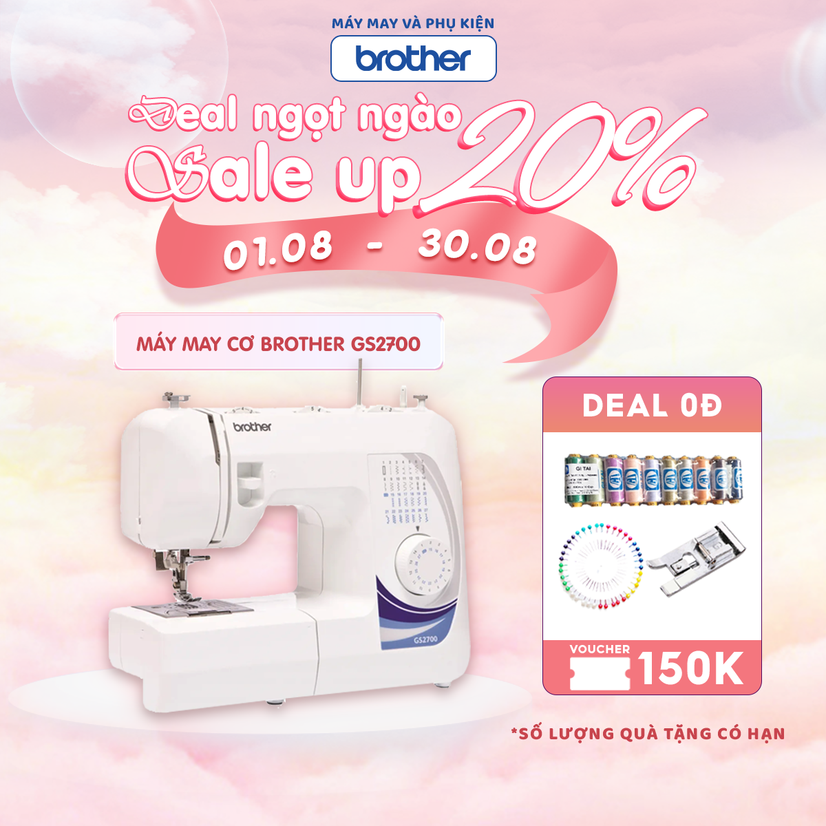 [HCM][Trả góp 0%]Máy May Gia Đình Đa Năng Cao Cấp Brother GS2700 Chính Hãng Nhật Bản, Làm Khuy 1 Bước, Xỏ Chỉ Tự Động, Bảo Hành 12 Tháng