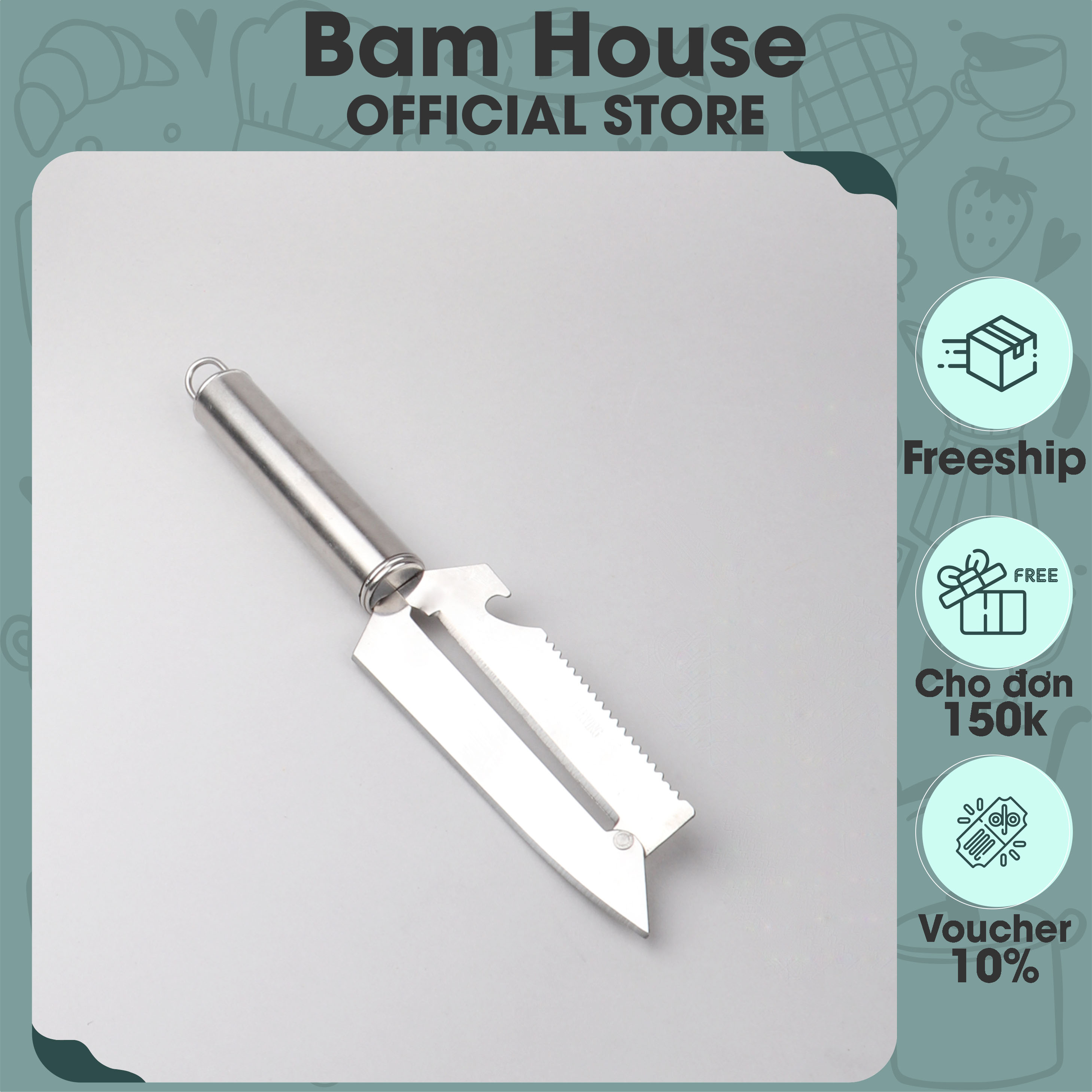 Dao bào đa năng inox Bam House lưỡi dài siêu bén cao cấp BLD04 - Gia dụng bếp