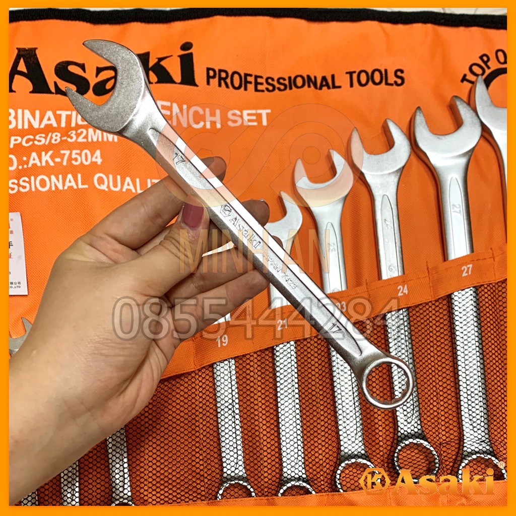 Bộ cờ lê vòng miệng 14 cây asaki ak-7504 8-32mm