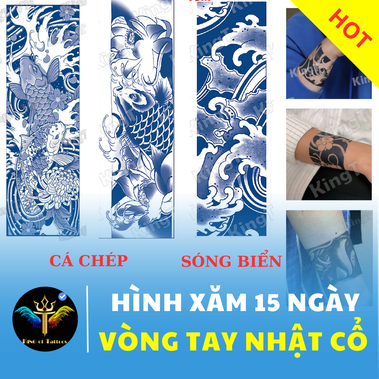 Hình Xăm Dán Tạm Thời Vòng Cổ Tay Nhật Cổ Cá Chép Chống Nước Mồ Hôi 15 ngày   Shopee Việt Nam