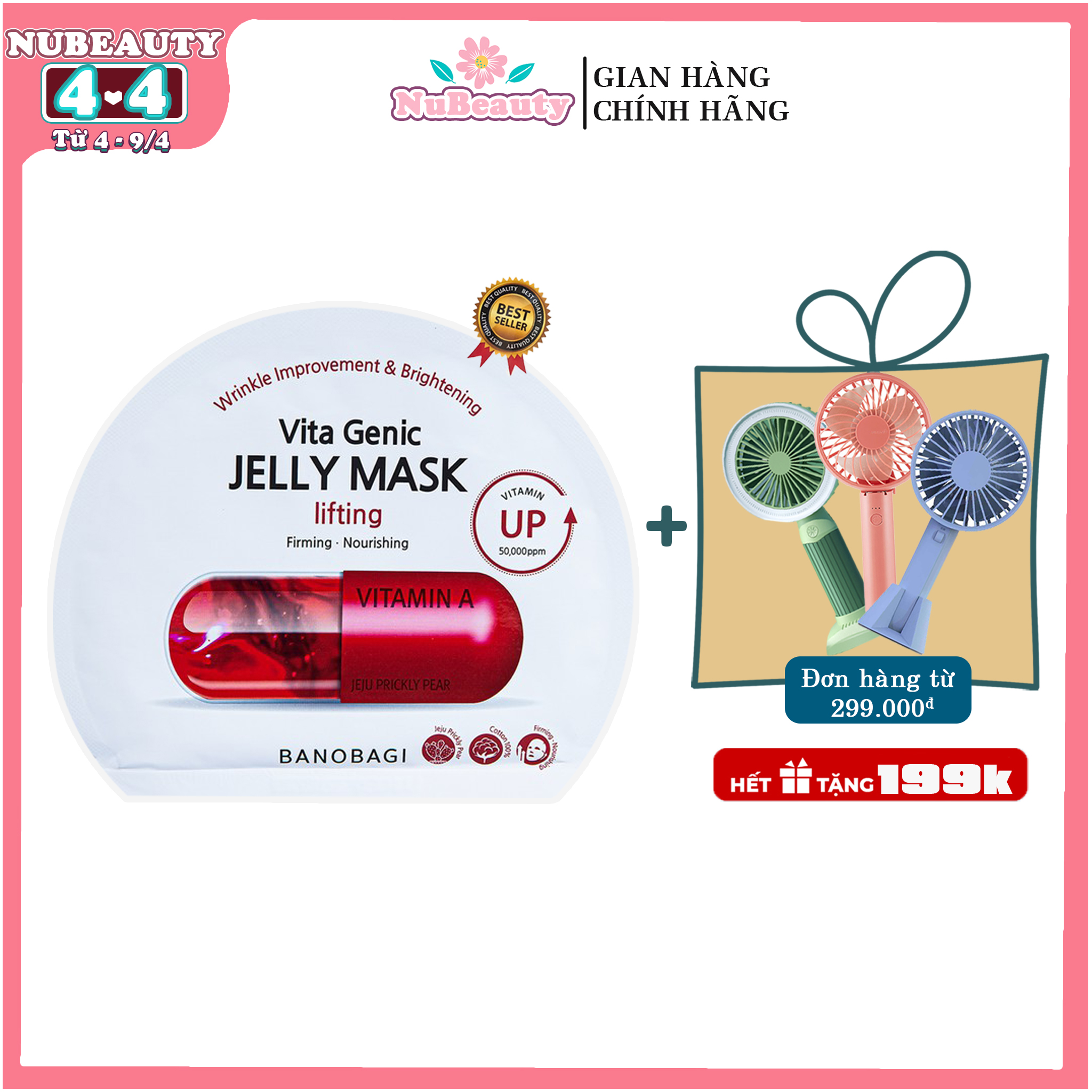 "CHÍNH HÃNG" Mặt Nạ Miếng giàu tinh chất Vitamin BNBG Vita Genic Jelly Mask 30ml Chống Lão Hóa