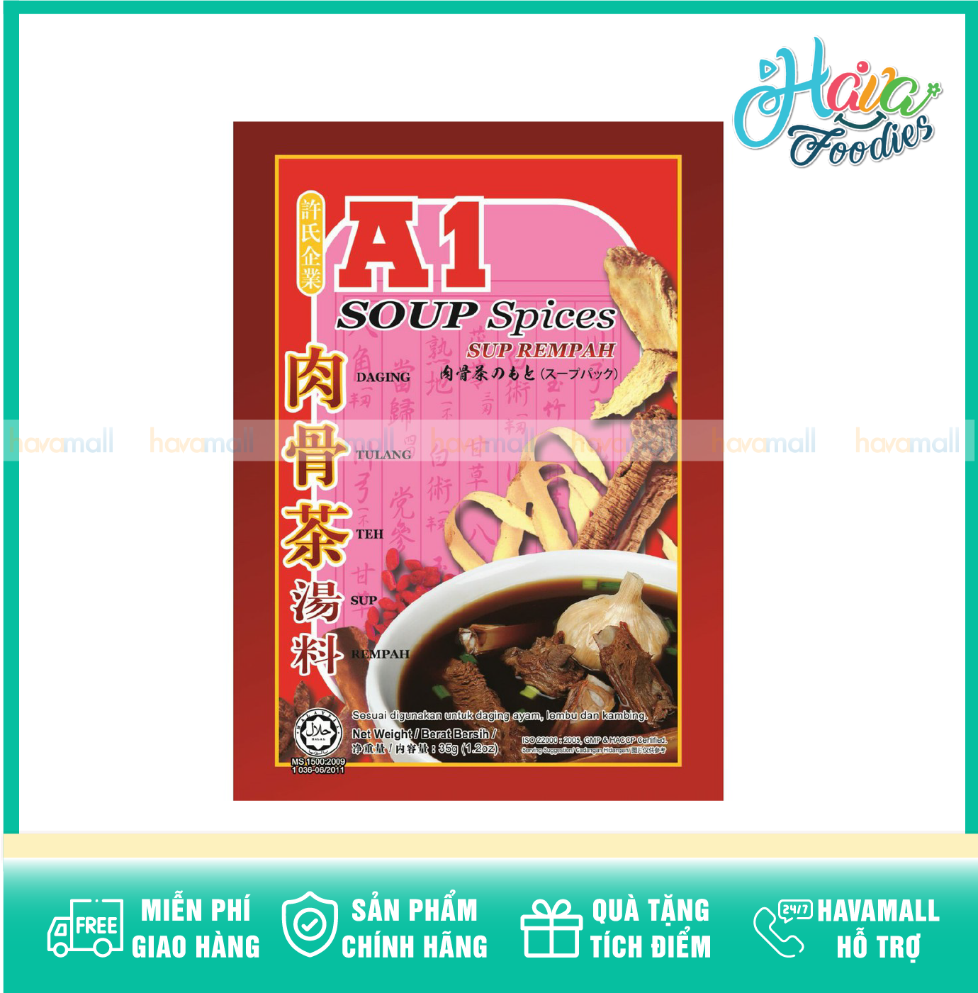 Gia vị súp bak kut teh hiệu a1 gói 35g
