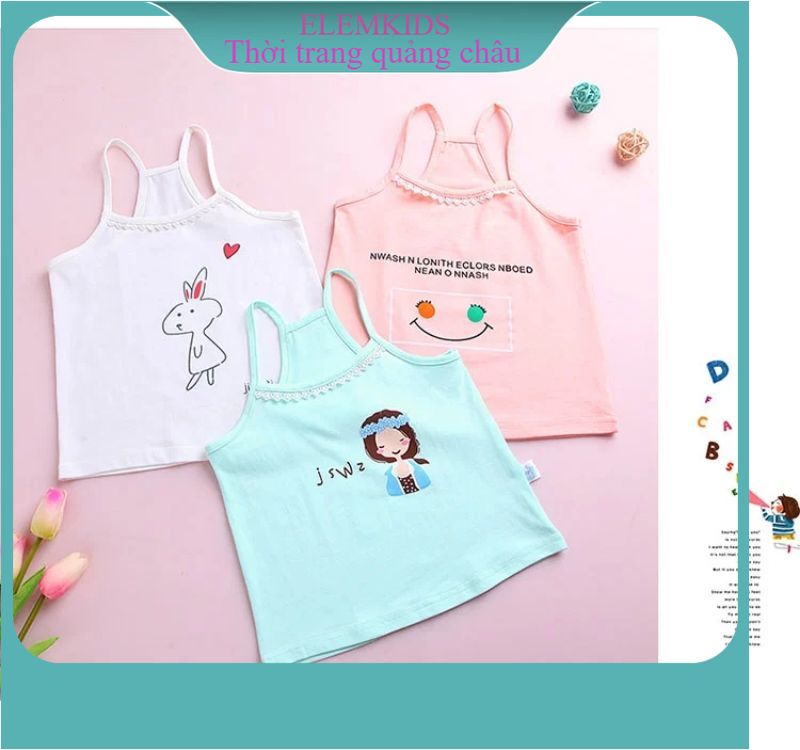 Áo yếm 2 dây Bé gái vải COTTON quảng châu từ 9_21kg