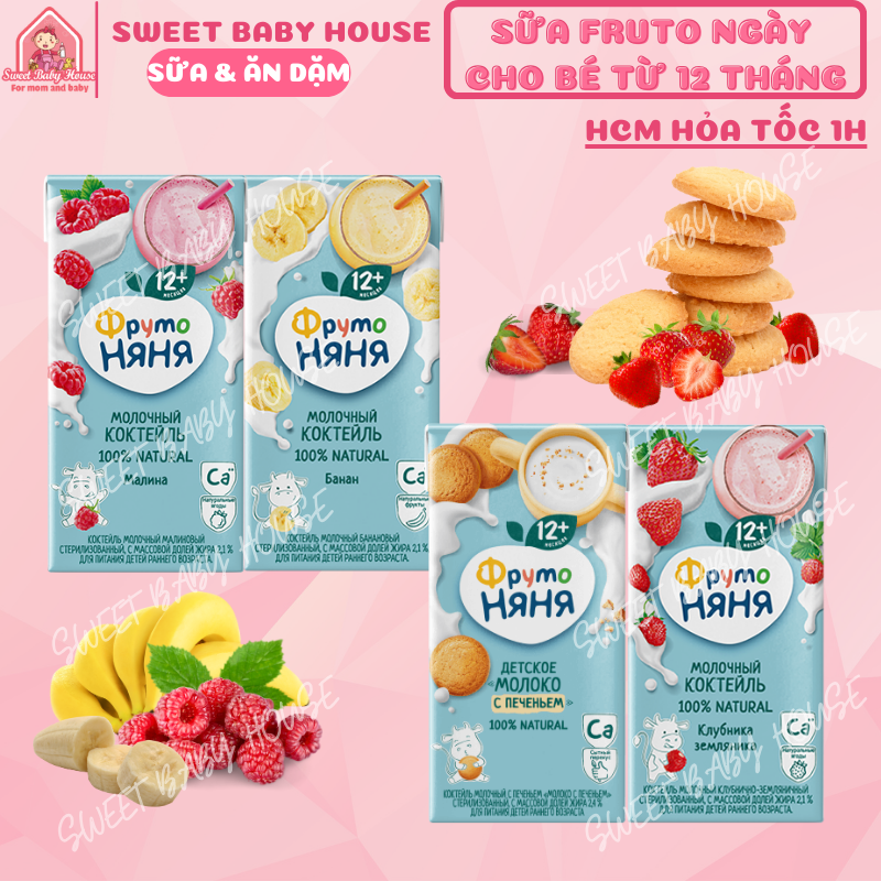 Combo 12 hộp sữa Fruto Nyannyan ngày 200ml tăng cân cho bé từ 12 tháng. Date 4/2024 - Sweet Baby House