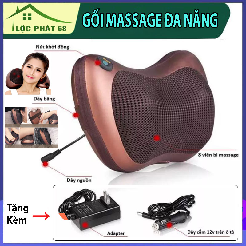 Gối massage hồng ngoại 8 bi cao cấp, gối massage cổ vai gáy, gối mát xa công nghệ nhật bản, massage toàn thân cổ lưng vai gáy, Máy massage cổ vai gáy, máy mát xa cổ vai gáy giảm tình trạng căng cơ, giúp lưu thông khí huyết - LocPhat 68