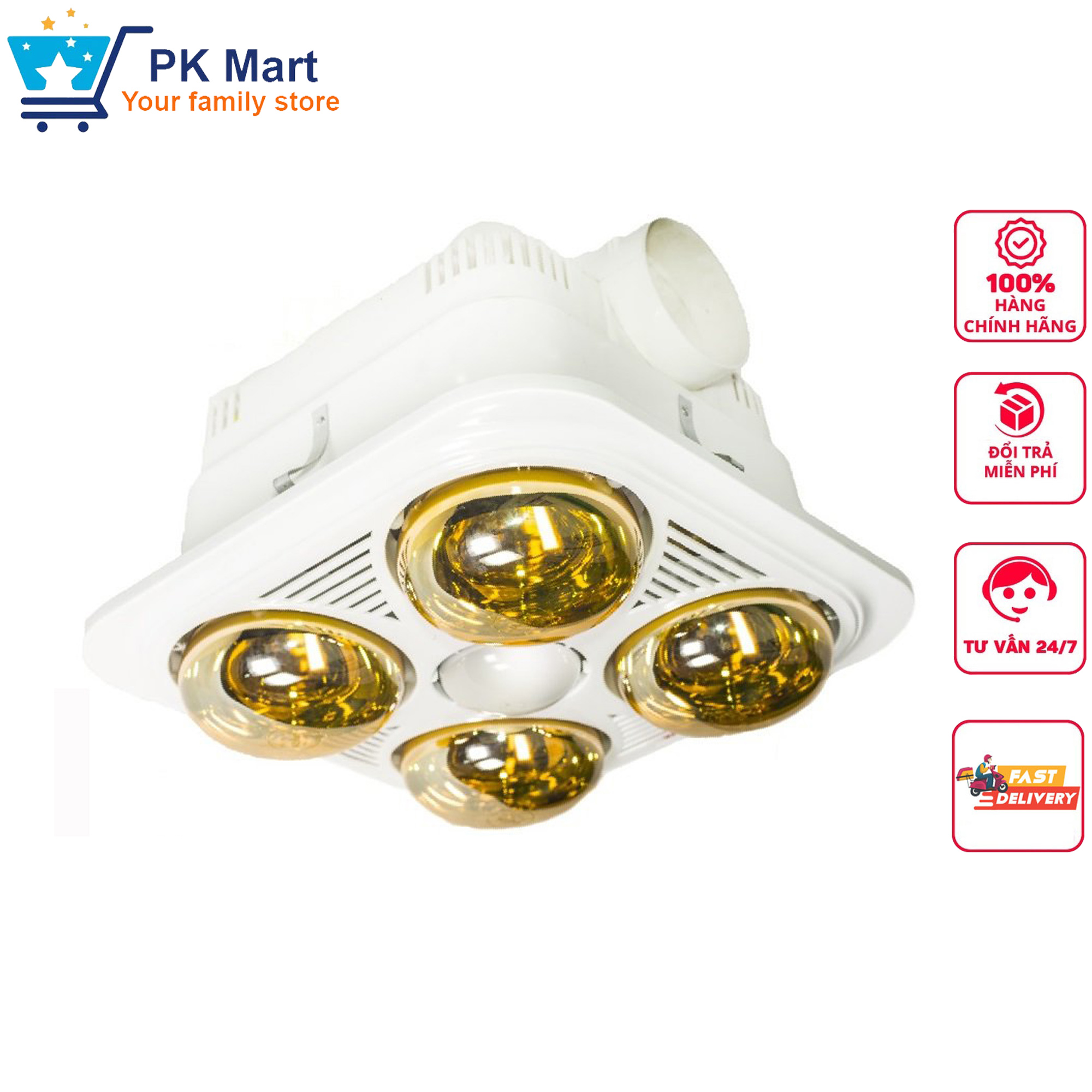Đèn sưởi nhà tắm âm trần kohn bu04g 1100w
