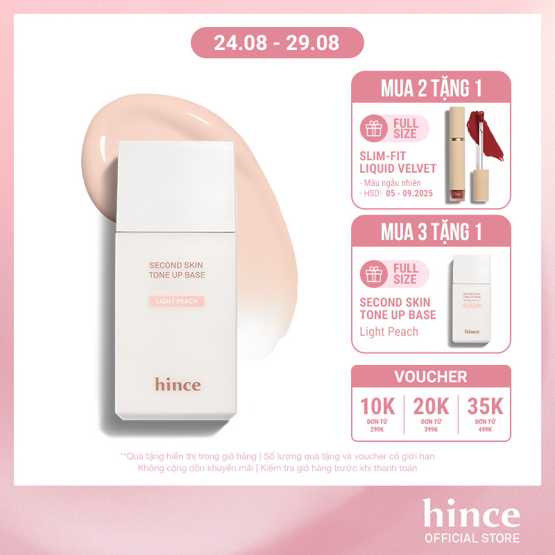 Kem lót nâng tông hince second skin tone up base 35ml