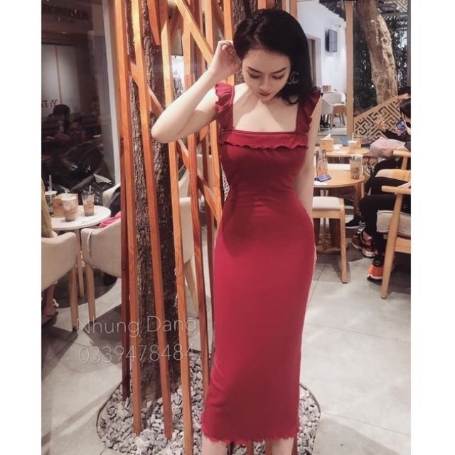ĐẦM VÁY BODY HAI DÂY CÁNH TIÊN XẺ SAU SIÊU XINH ANLY11