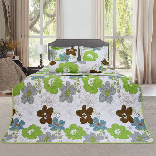Bộ chăn drap gối cotton hoa Hometex 180x200cm