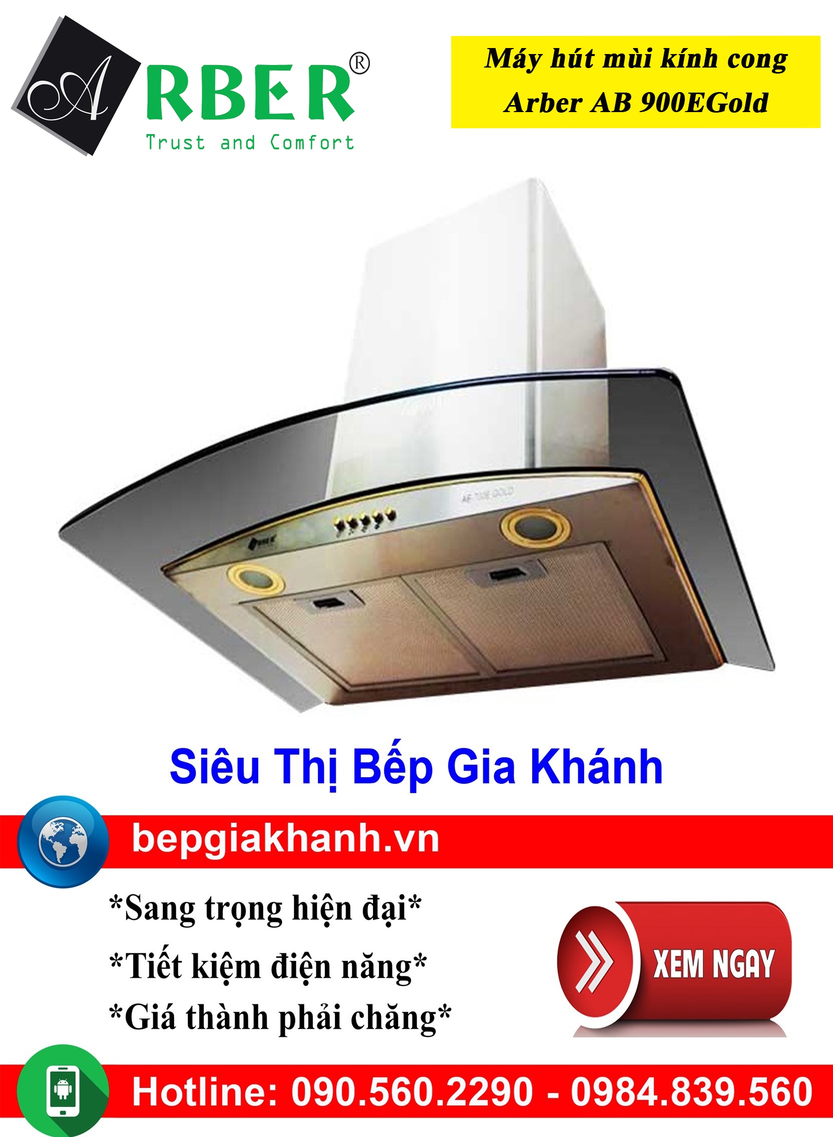 [HCM]Máy hút mùi kính cong 90cm Arber AB 900EGold, máy hút mùi nhà bếp, máy hút mùi bếp, máy hút mùi kính cong, máy hút mùi canzy, máy hút mùi mini, máy hút mùi âm trần, máy hút mùi electrolux, may hut mui