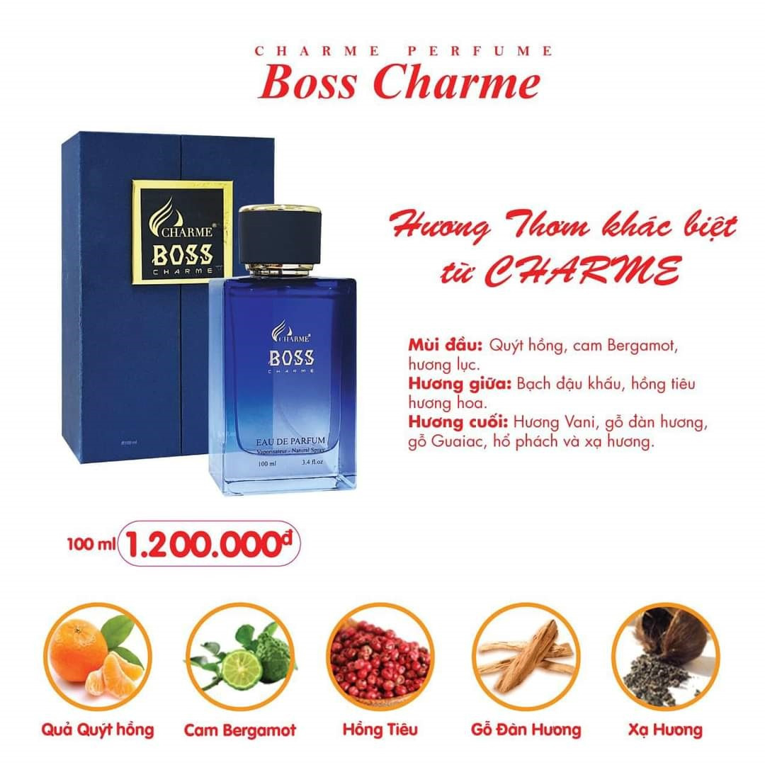 Nước hoa nam boss chamme 100ml, 20ml, 10ml, 5ml, nam tính, lôi cuốn, tự tin