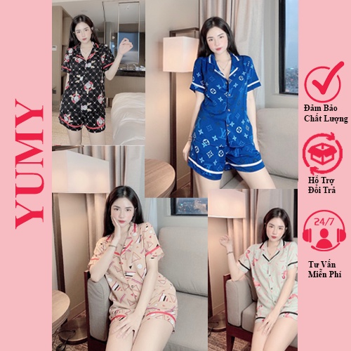Đồ bộ nữ lụa ngủ pijama tay ngắn quần Đùi dễ thương mặc nhà cao cấp YUMY YM01