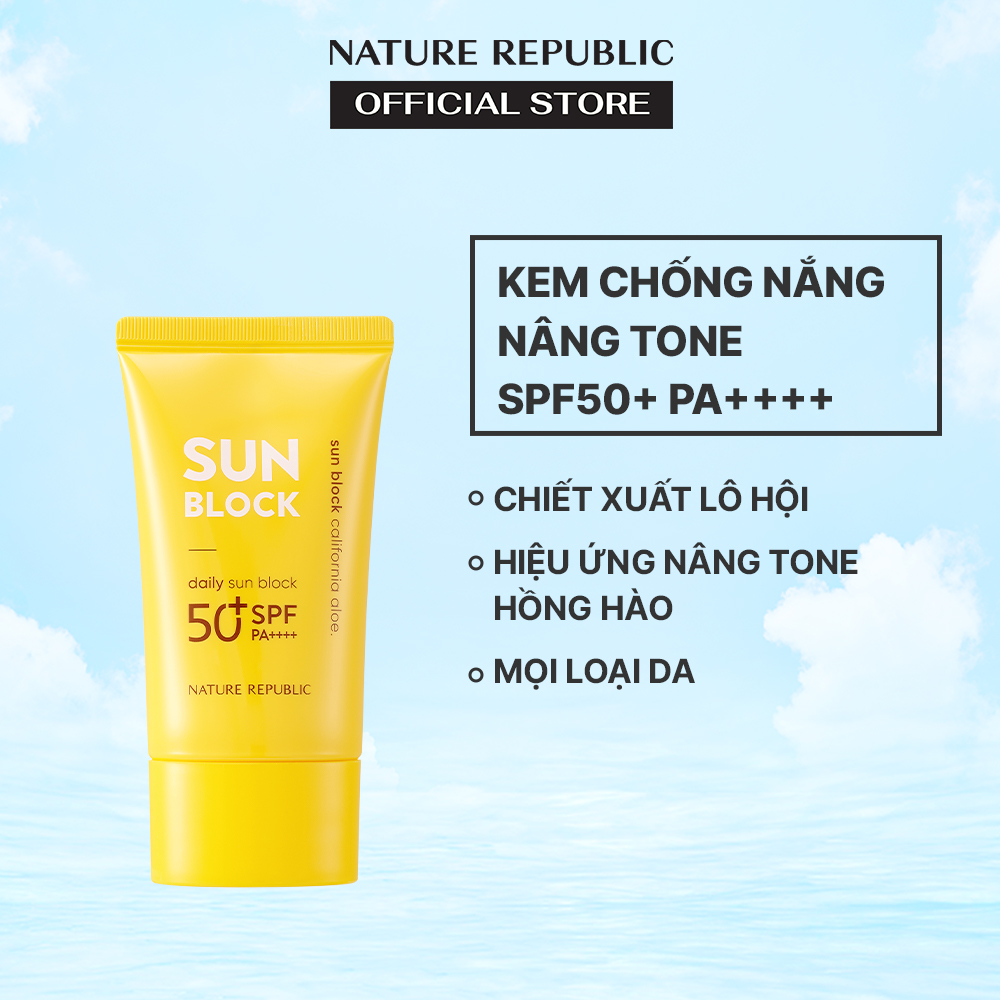 Nature republic kem chống nắng california aloe daily sun block spf50+pa++++ 57ml