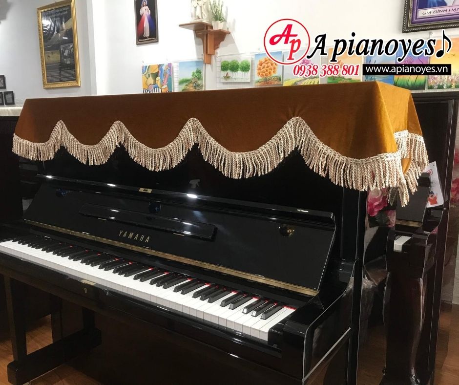 KHĂN PHỦ ĐÀN PIANO vải nhung cao cấp loại 1- màu vàng đồng sang trọng