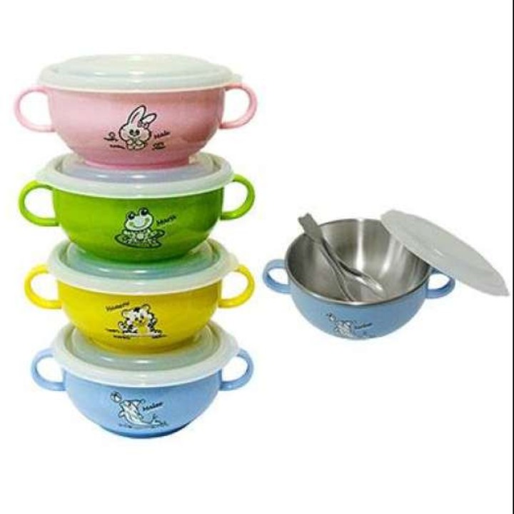 Bộ chén hai lớp có quai, nắp nhựa và muỗng - 184287