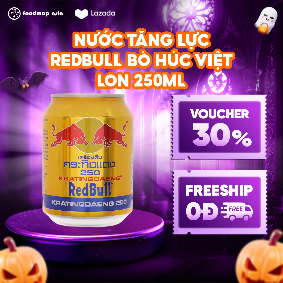   THÙNG 24 LON  Nước Tăng Lực RedBull Bò Húc Việt - Lon 250ml - Foodmap 