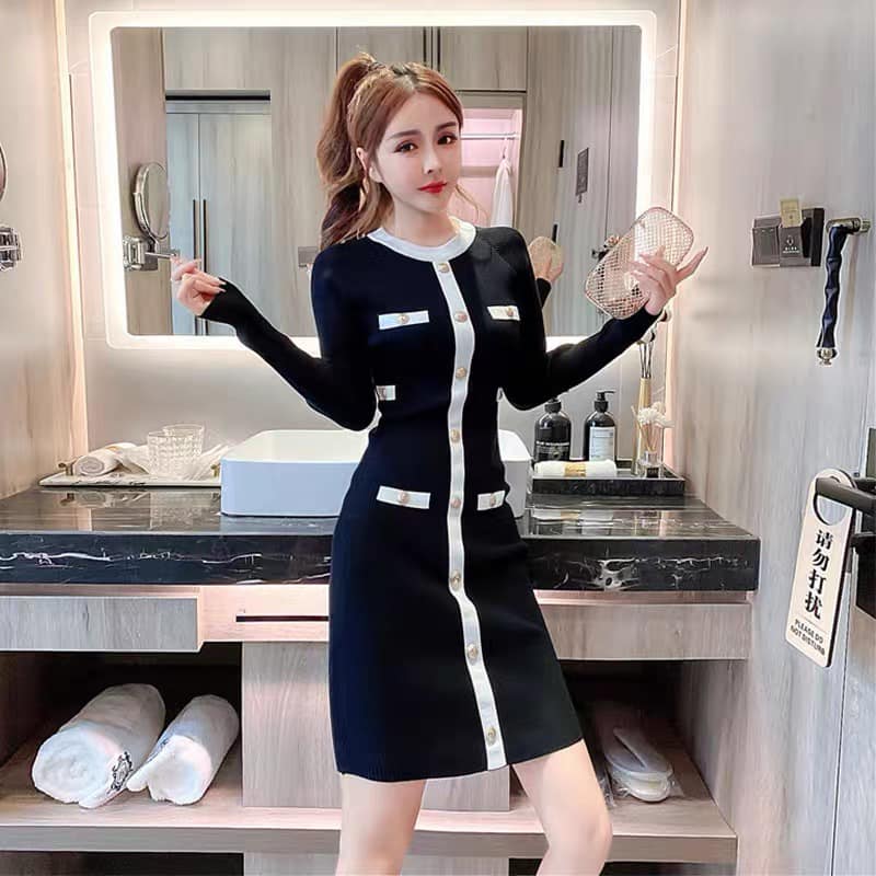 Váy body phối viền