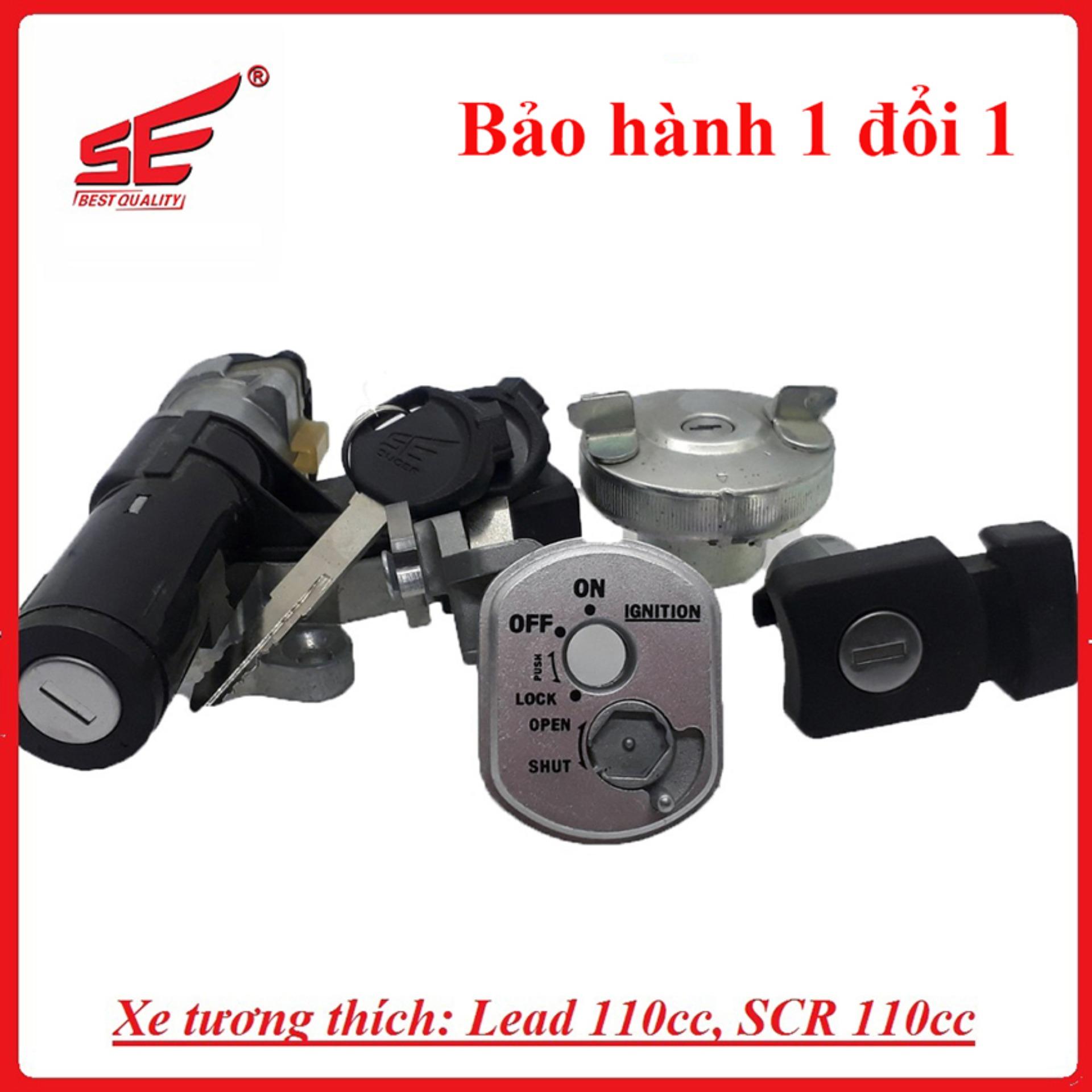 Bộ ổ khóa xe máy LEAD 110CC, SCR 110CC 2 cạnh thương hiệu SE