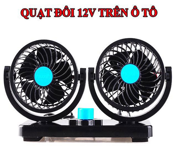 Quạt máy đôi mini 12v trên ô tô