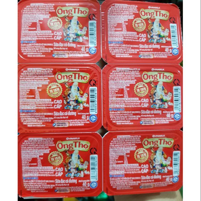 Lốc 6 hộp sữa đặc có đường ông thọ đỏ - vỉ 6 hộp x 40g