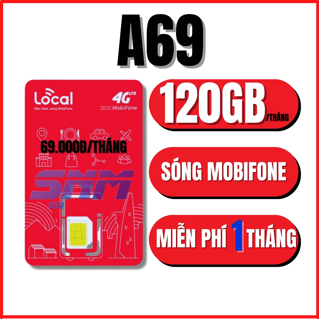 FREESHIP - CHƯA KÍCH HOẠT. [ Rẻ Hủy Diệt ] Sim 4g Mobifone LOCAL A69 MAX KHÔNG GIỚI HẠN DUNG LƯỢNG D