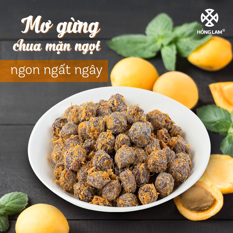 Ô mai mơ gừng chua mặn ngọt hồng lam