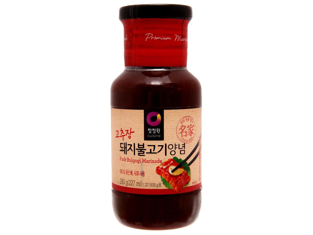Sốt ướp cho món thịt nướng BBQ, món xào vị CAY, nhập khẩu Hàn Quốc chai 280g thương hiệu Chung Jung One