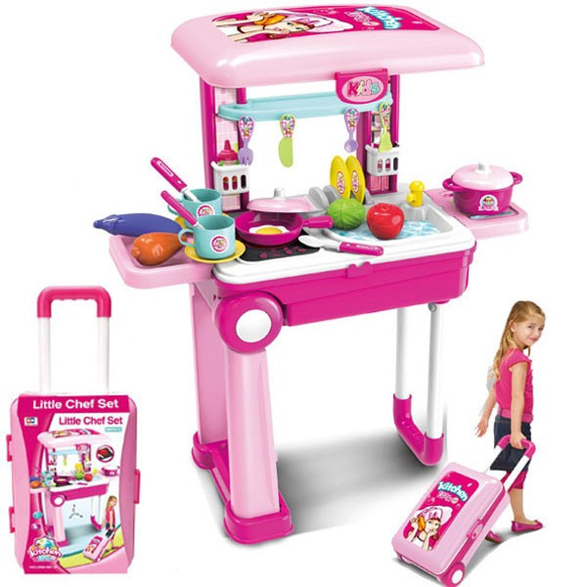 Bộ đồ chơi vali làm bếp nấu đồ ăn cho bé gái Đồ Chơi Trẻ Em Trí Tuệ The Toy