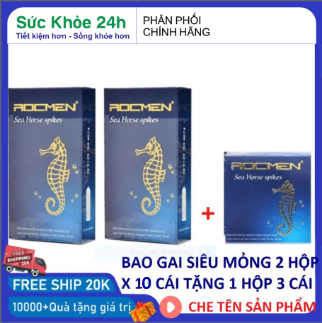 Combo 2 bao cao su Rocmen xanh xéo dài thời gian quan hệ tặng bao cao siêu mỏng 3 chiếc