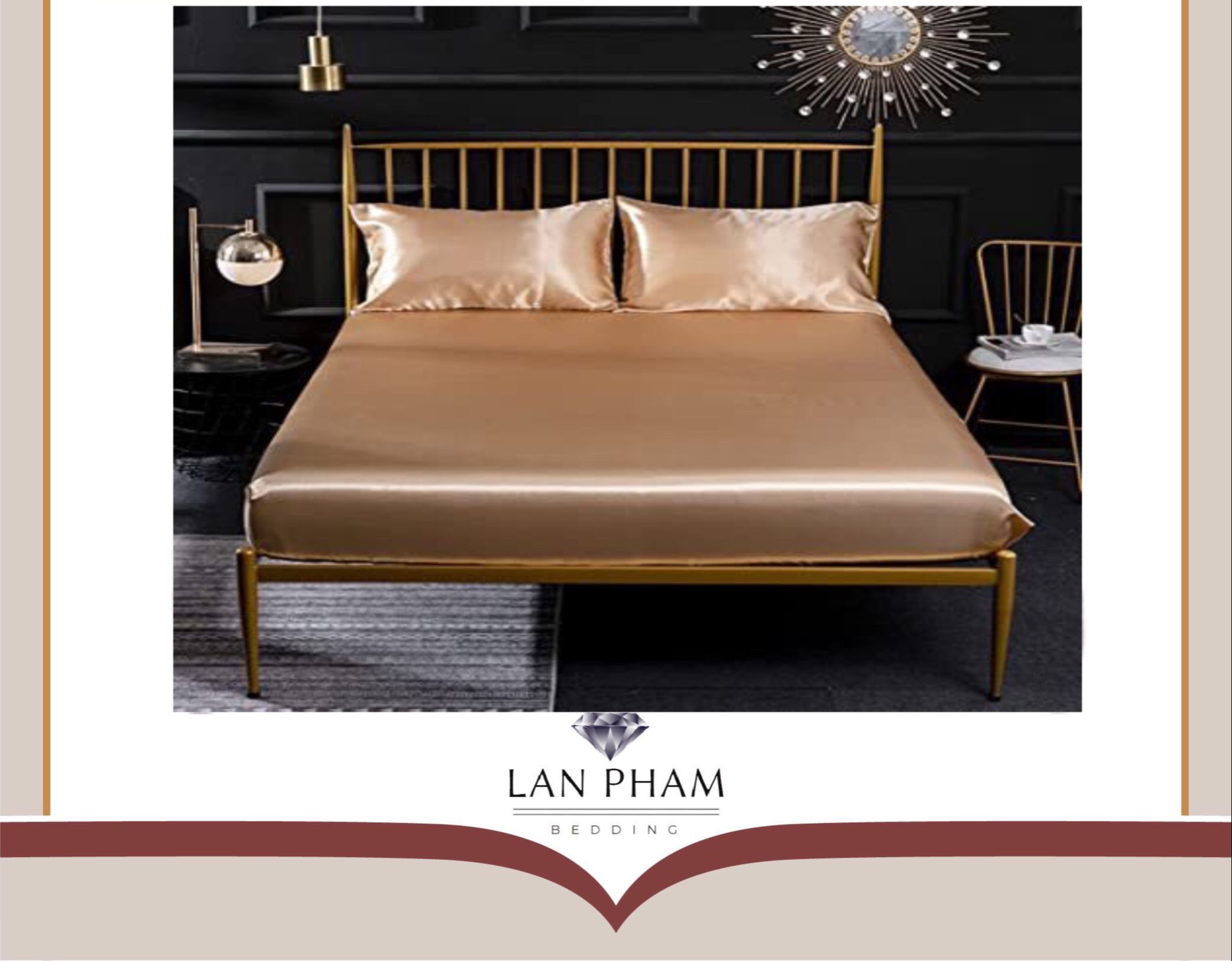 ( Lụa Loại 1) Ga - Drap Giường Lẻ Phi Lụa Lan Pham Bedding - Màu Vàng Đồng