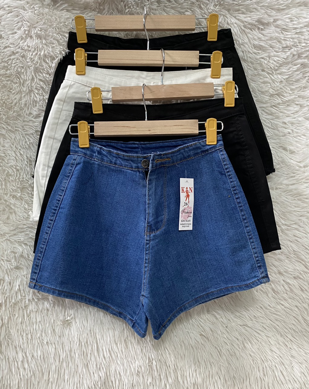 Quần đùi jeans nữ, quần short jeans - kaki lưng cao - quần ngắn lưng cao