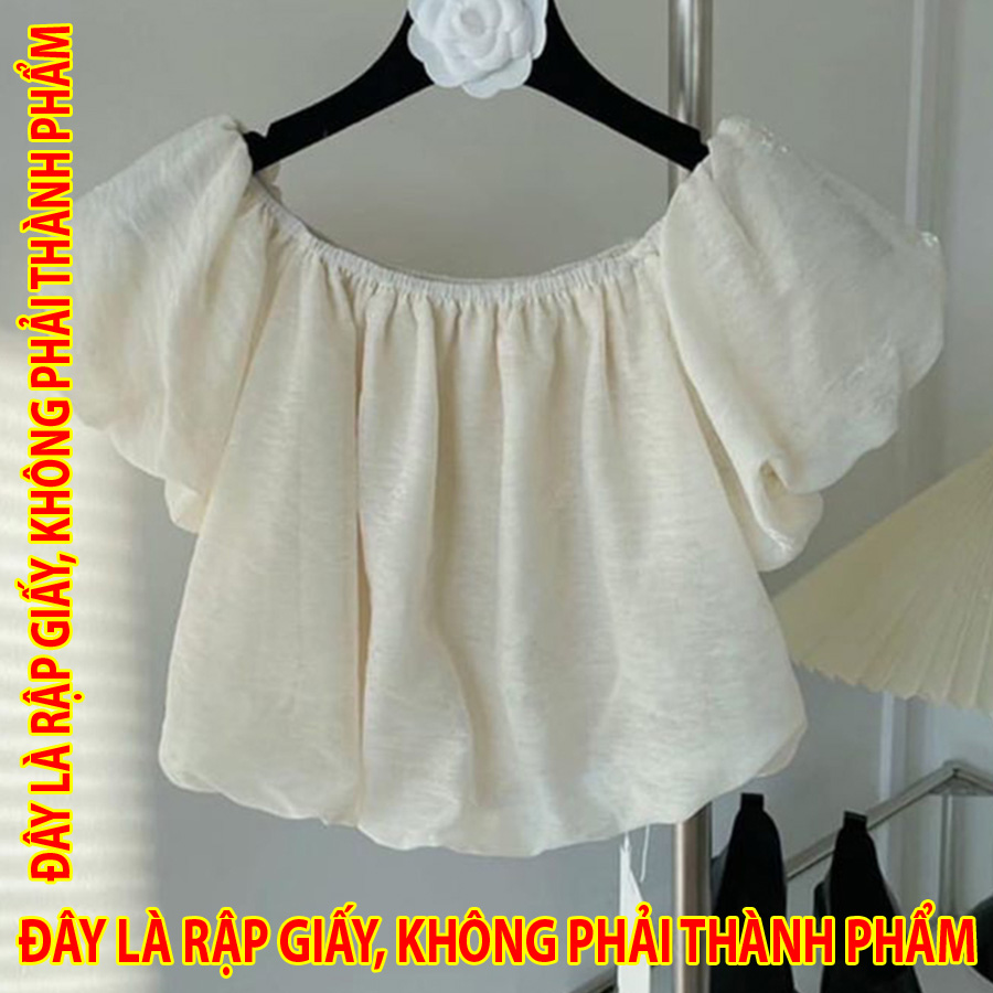 Rập Giấy SM023 - Áo bo gấu nhún cổ mặc được trễ vai