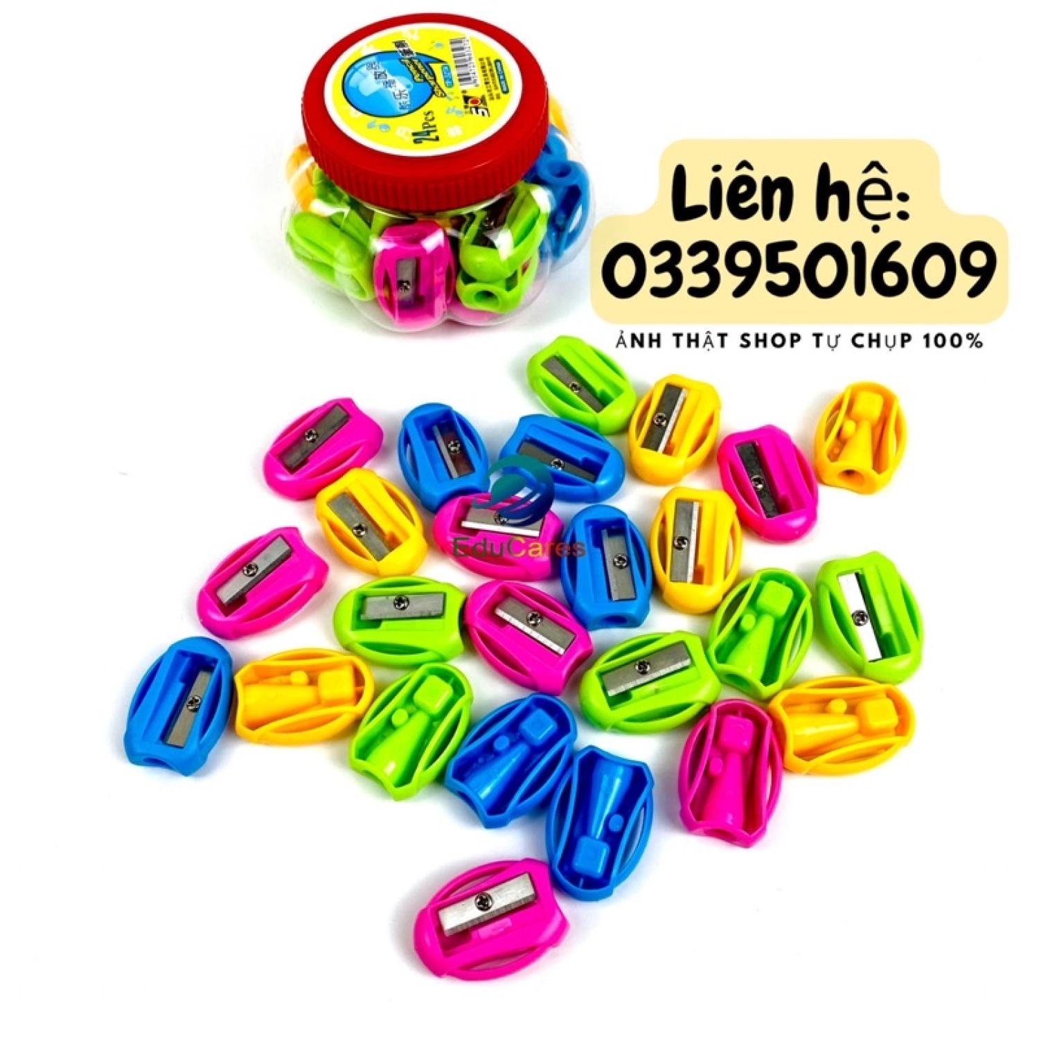 Hộp 24 gọt bút chì nhiều màu, gọt sắc bén