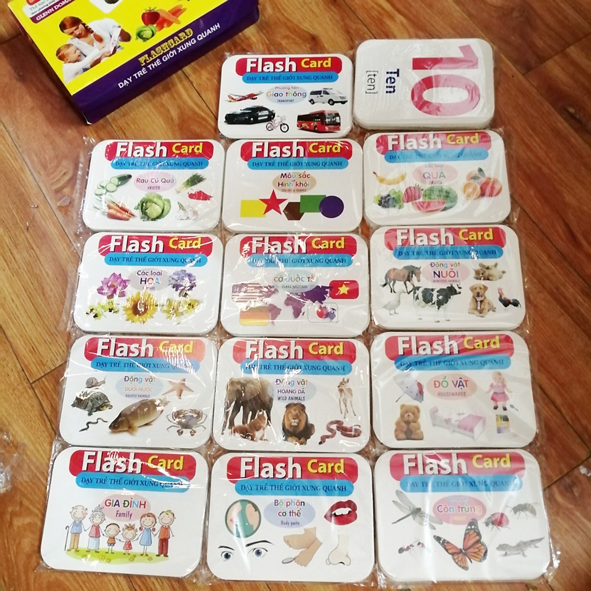 Bộ Thẻ Học Thông Minh FlashCard Song Ngữ Cho Bé 15 Chủ Đề , Thẻ To 16x12 Cm, Sản phẩm bán chạy nhất Năm