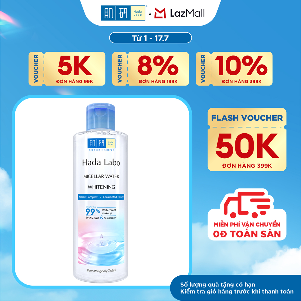 Nước tẩy trang sạch sâu dưỡng trắng Hada Labo Micellar Water Whitening 240ml