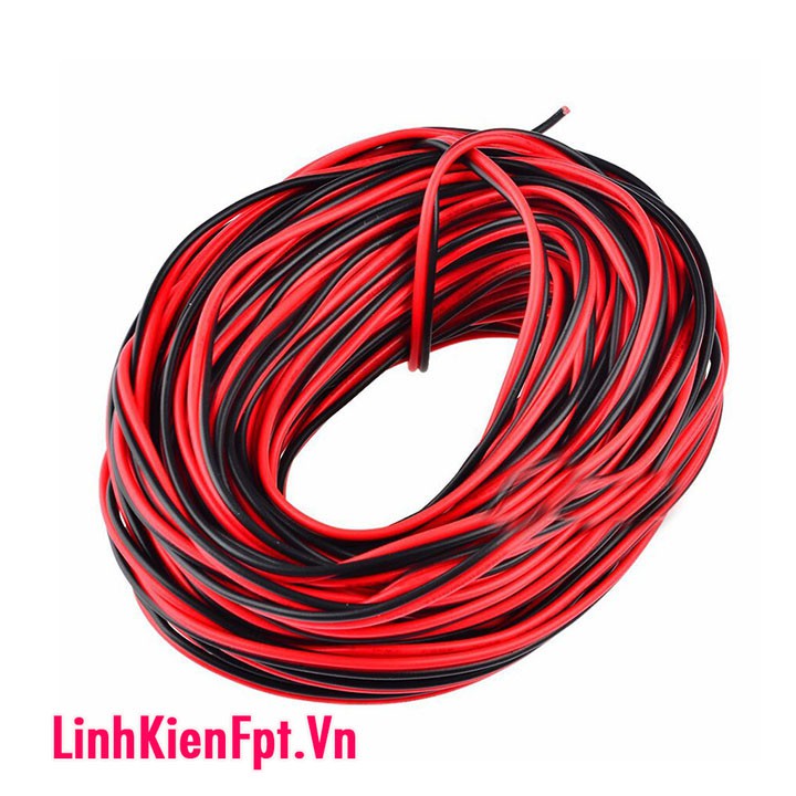 Dây điện đôi đỏ đen nhiều lõi 24AWG cuộn 100m