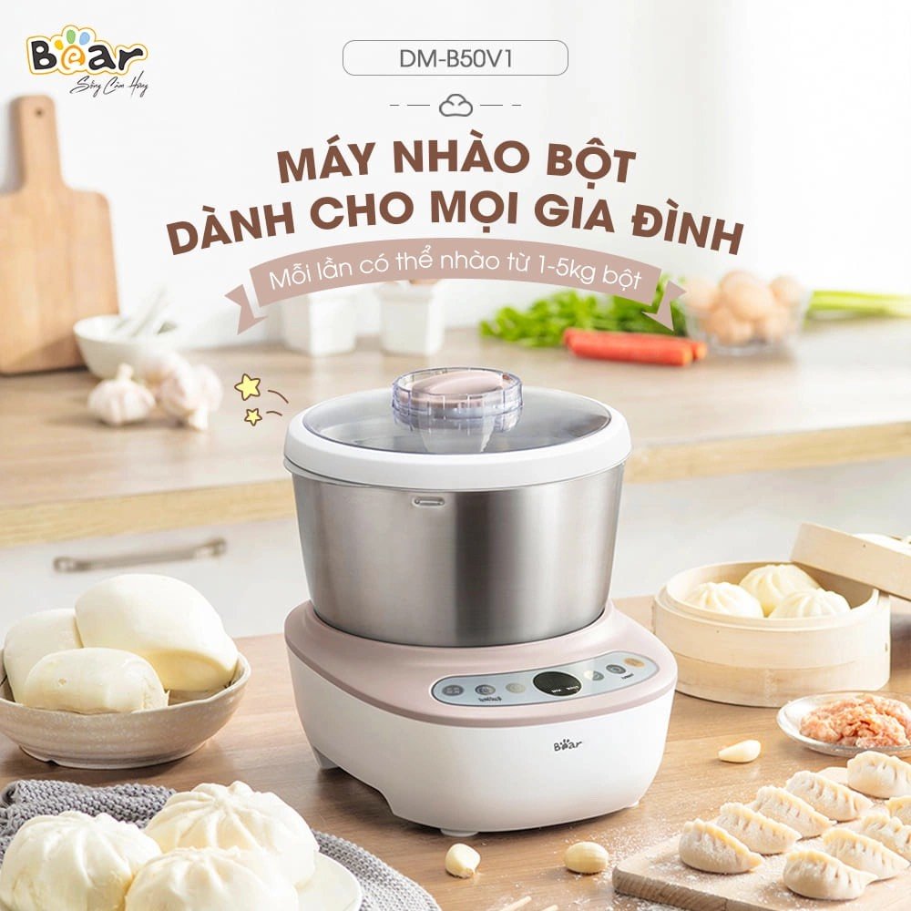 Máy nhồi bột trộn bột bear hàng quốc tế 3.5l, 5l, 7l