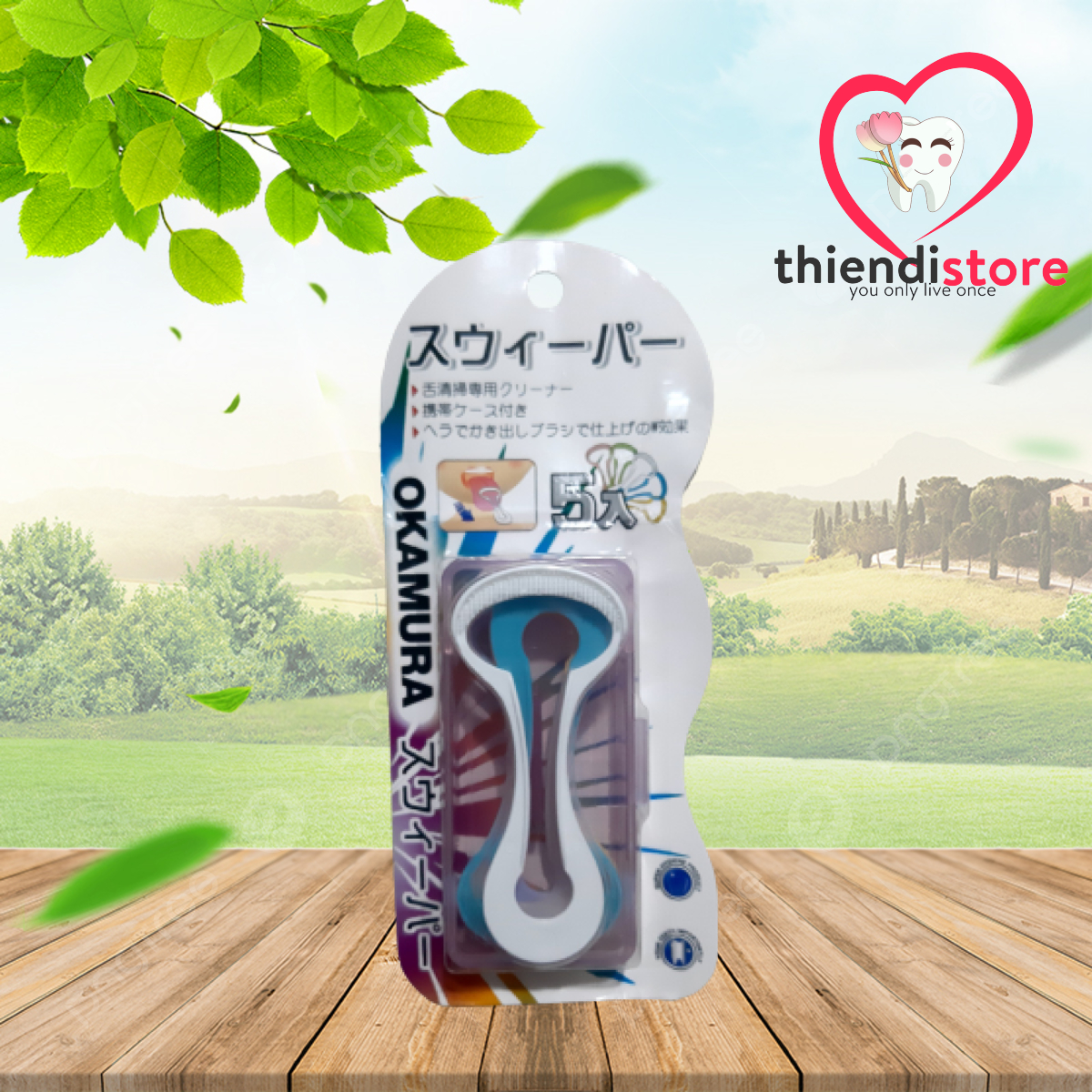 Okamura Dụng cụ cạo lưỡi Okamura Nhật Bản hộp 5 cái