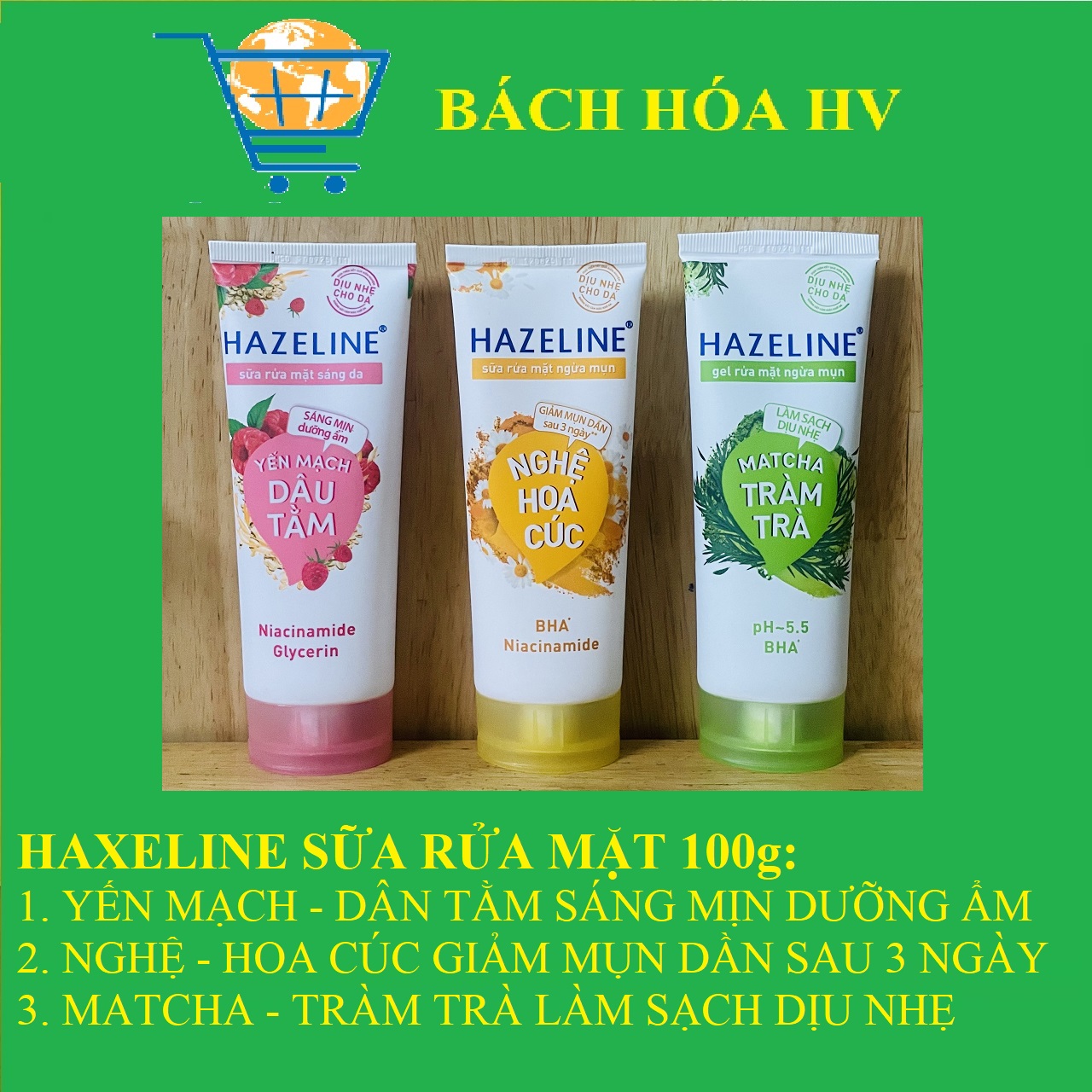 Hazeline sữa rửa mặt 100g - bach hoa hv