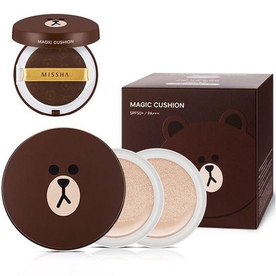 Phấn nước cho da dầu missha gấu m magic cushion spf50+ pa+++ line friends màu 21 15g