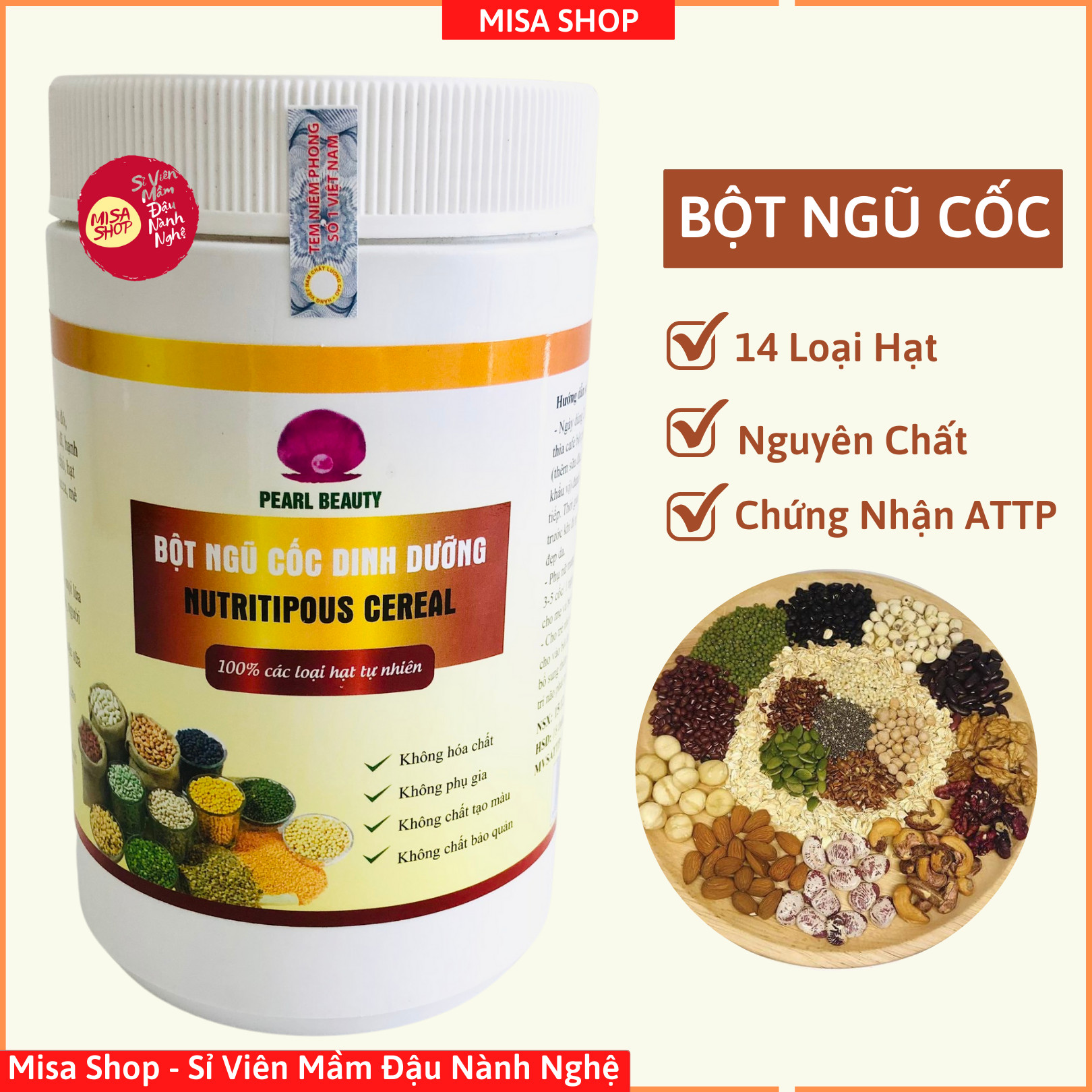[MIỄN SHIP] 500gr Bột Ngũ Cốc Dinh Dưỡng Lợi Sữa Tăng Cân Giảm Cân 14 Loại Hạt Có Chứng Nhận An Toàn Thực Phẩm