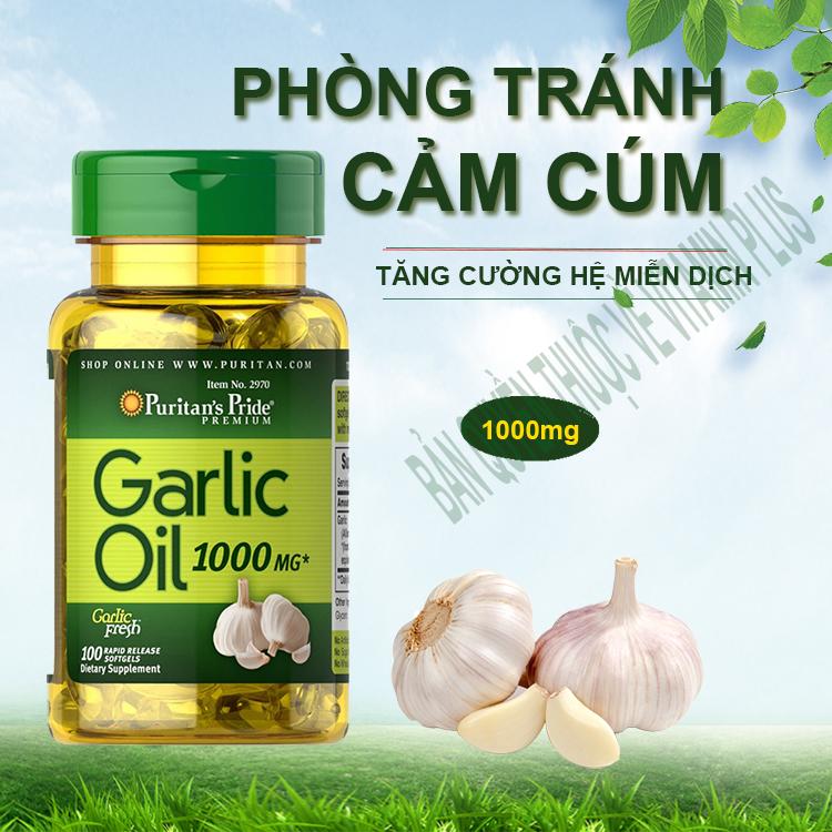 Dầu tỏi Garlic oil 1000mg của Mỹ tốt hơn 100 lần tinh dầu tỏi diep chi tăng cường hệ miễn dịch, phòng ngừa cảm cúm, giảm cholesterol, xơ vữa động mạch, Vitamin Mỹ Puritan s Pride 10 viên dùng thử 1