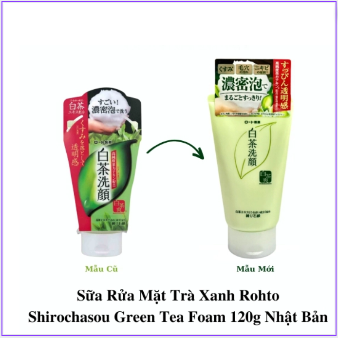 Mẫu mới date 2026 Sữa rửa mặt trà xanh Rohto Shirochasou Nhật Bản 120g