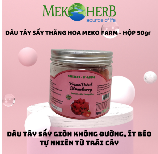 Dâu tây sấy thăng hoa meko farm - 50gr không đường, ít béo tự nhiên từ trái cây